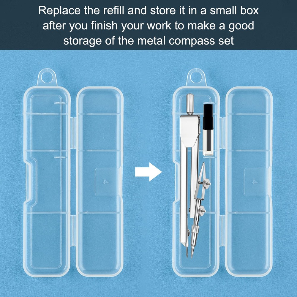 2 Pack Student Metal Compass Set for Geometry with Extra Lead Refills, Math...