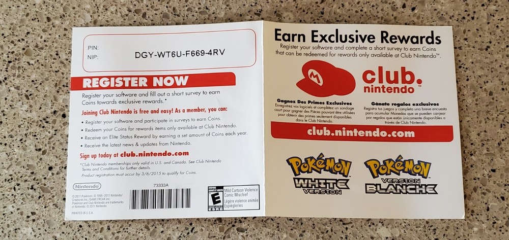 Pokemon White Black 2 Version (No Game, No Manual) Includes Inserts Only Victini