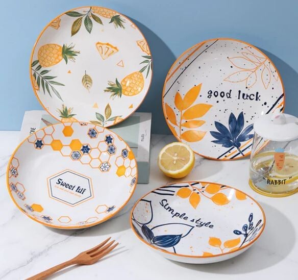 Wish Message Dinner Set; Handmade Ceramic Dinner Plate Set With Wish Message