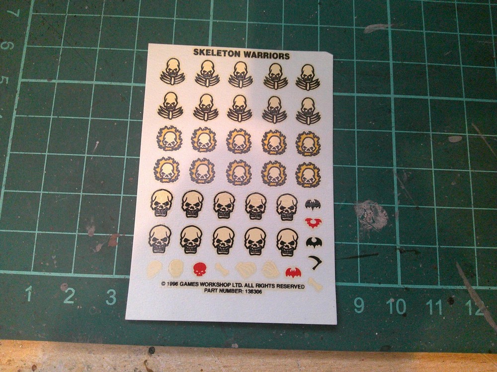 Transfer Sheet Skeleton Warriors Games Workshop 1 sheet