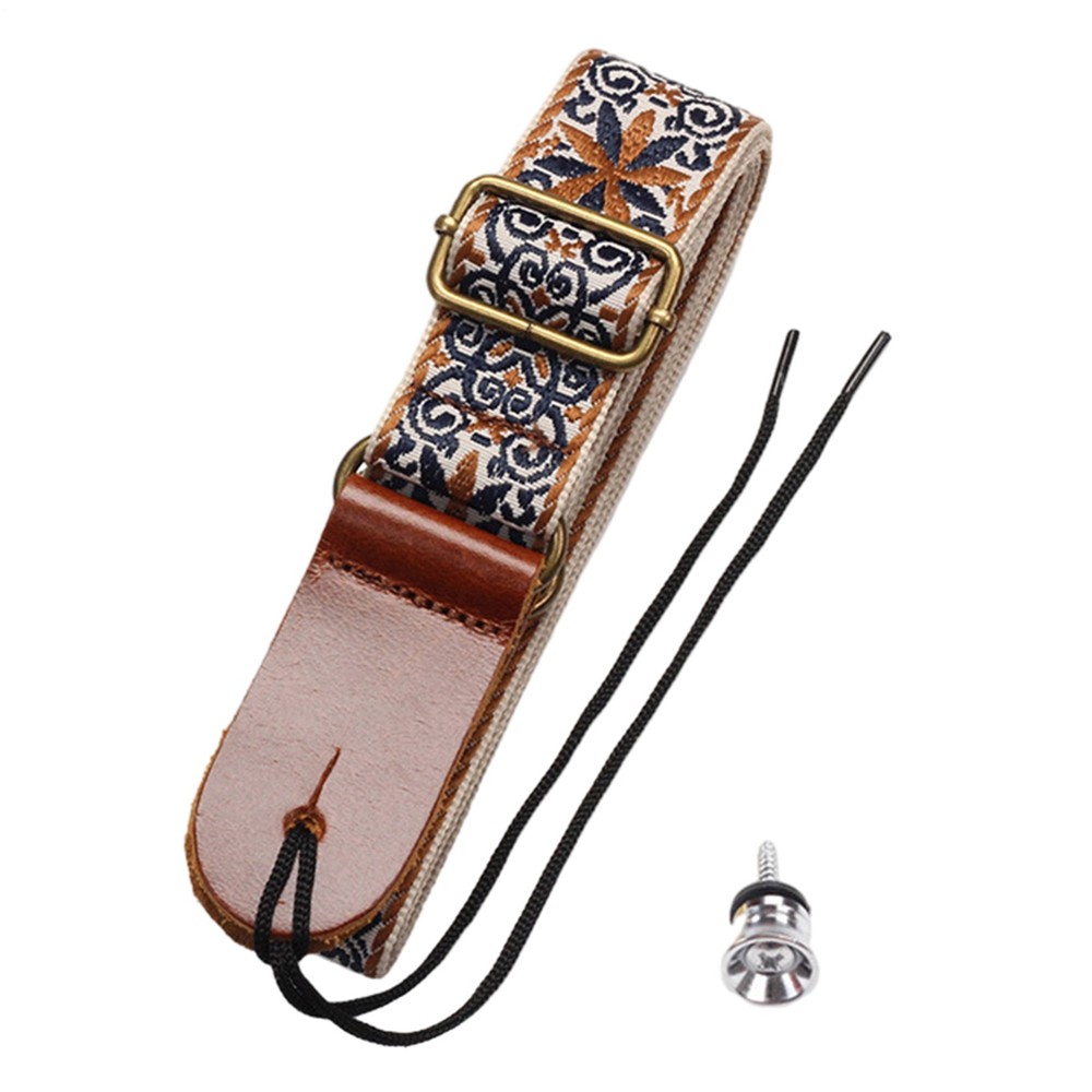 Embroidered Guitar Strap | Adjustable Vintage Style Ukulele Strap Floral Pattern