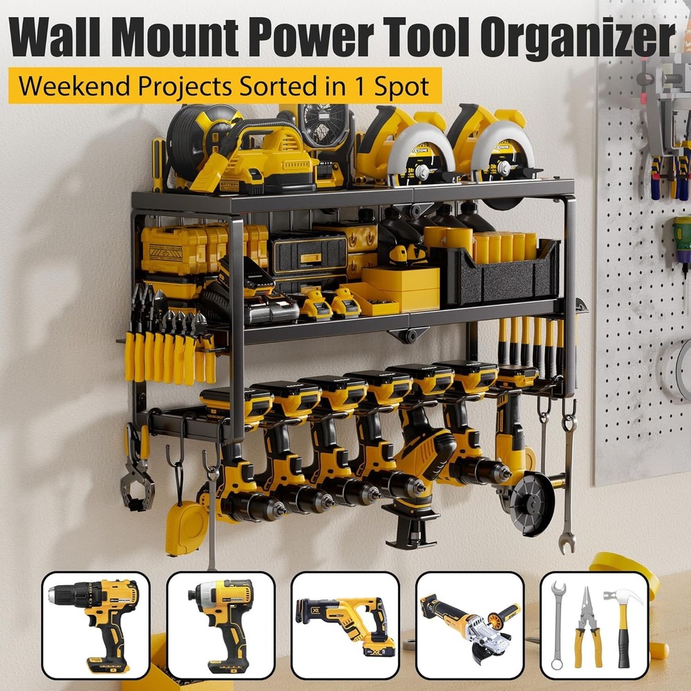 Power Tool Organizer 7 Drill Holder Tool Organizer Storage & Organization Garage