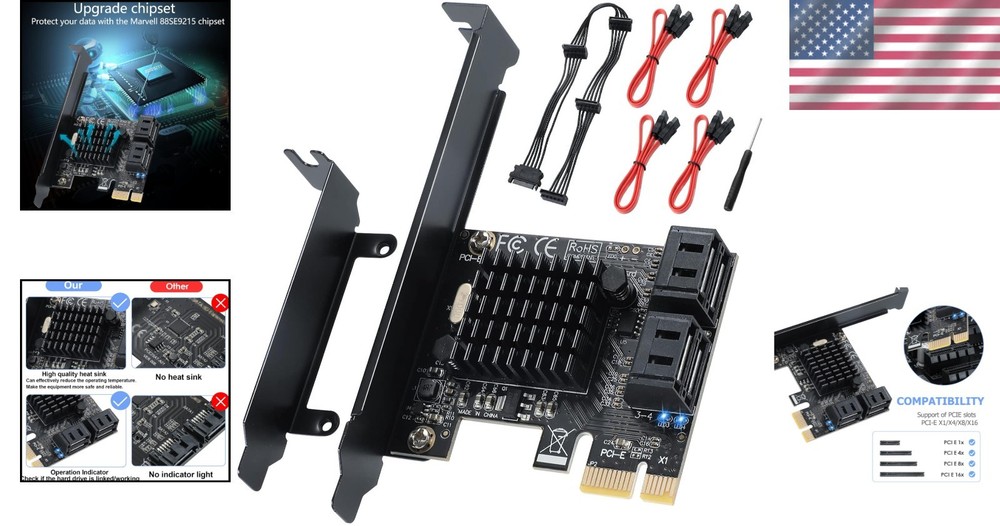 Versatile PCI-Express 4-Port SATA Controller for SSD/HDD - Ideal for Power Users