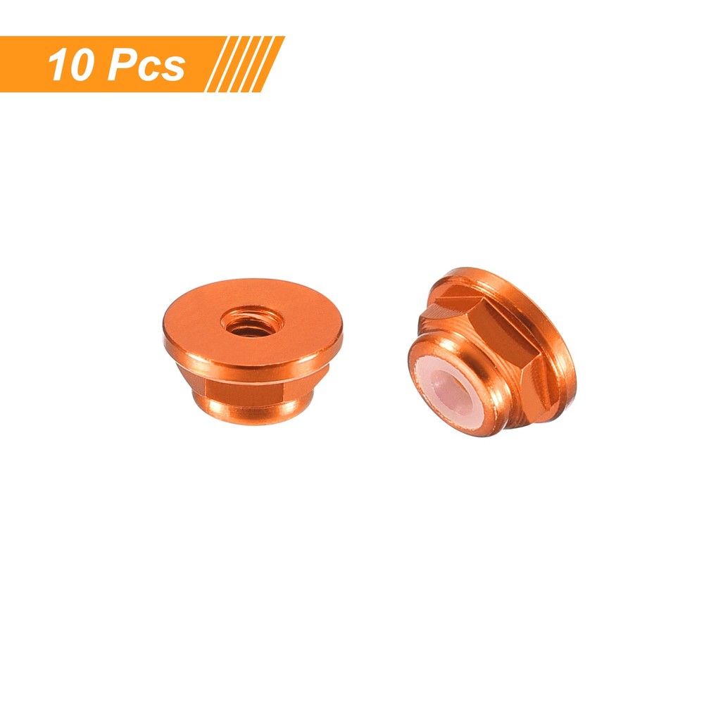 Nylon Insert Hex Lock Nuts, 10pcs - M2x0.4mm Self-Locking Nut(Orange)