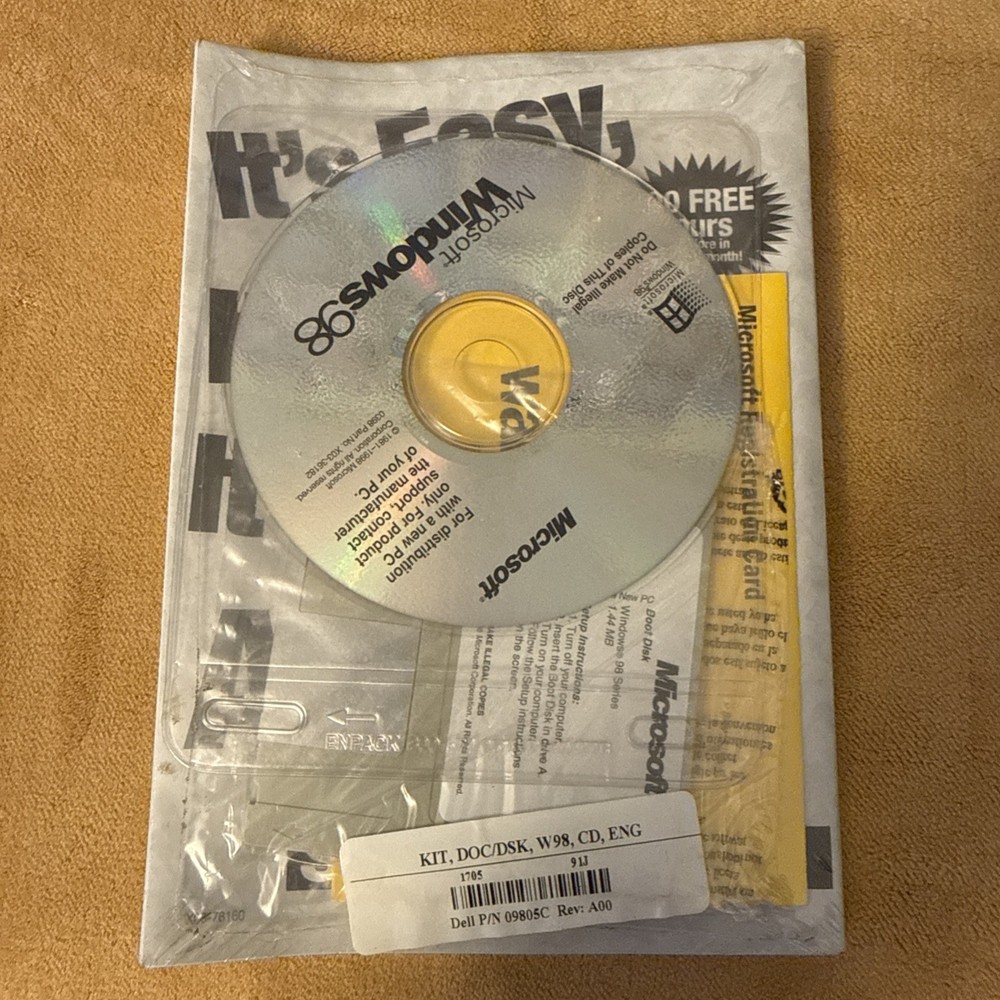 WINDOWS 98 OPERATING SYSTEM PC CDROM WITH PRODUCT KEY