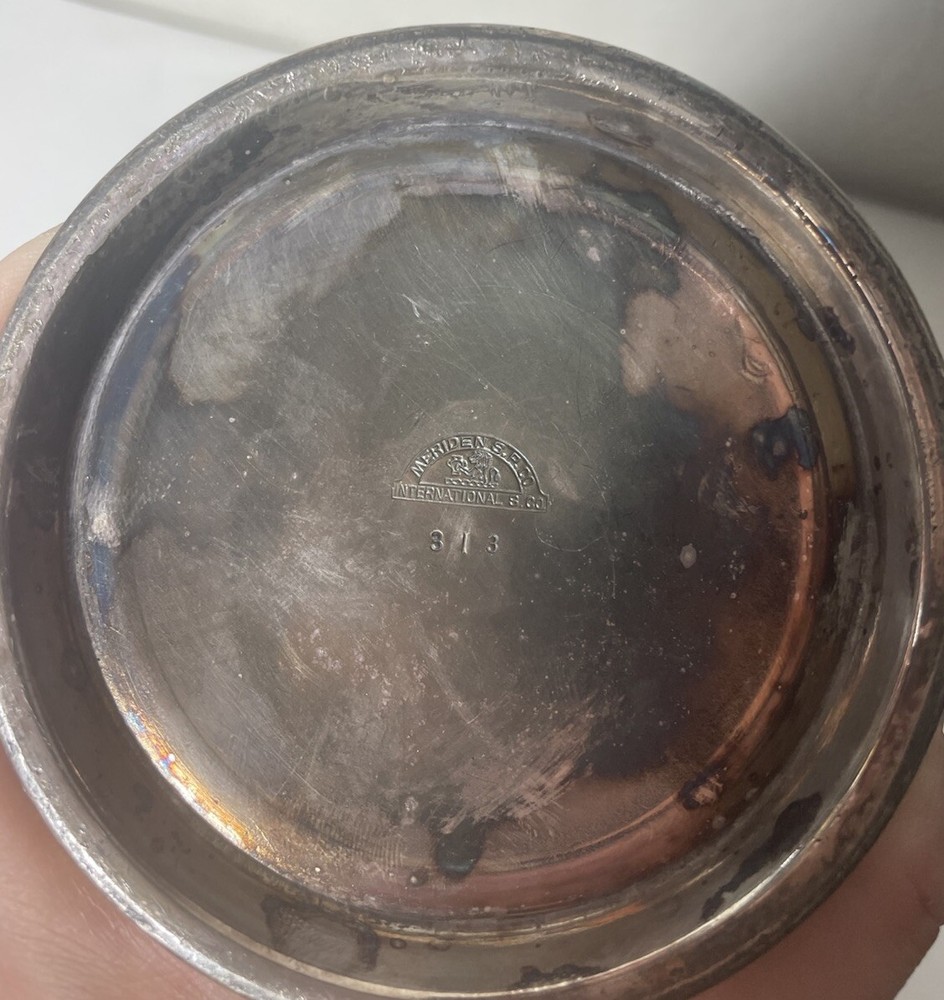 Antique MERIDEN Silver Plate Hammered 10" Cocktail Shaker Pitcher
