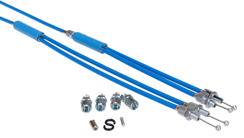 Upper & Lower gyro cables LONG for old school BMX - MEDIUM BLUE