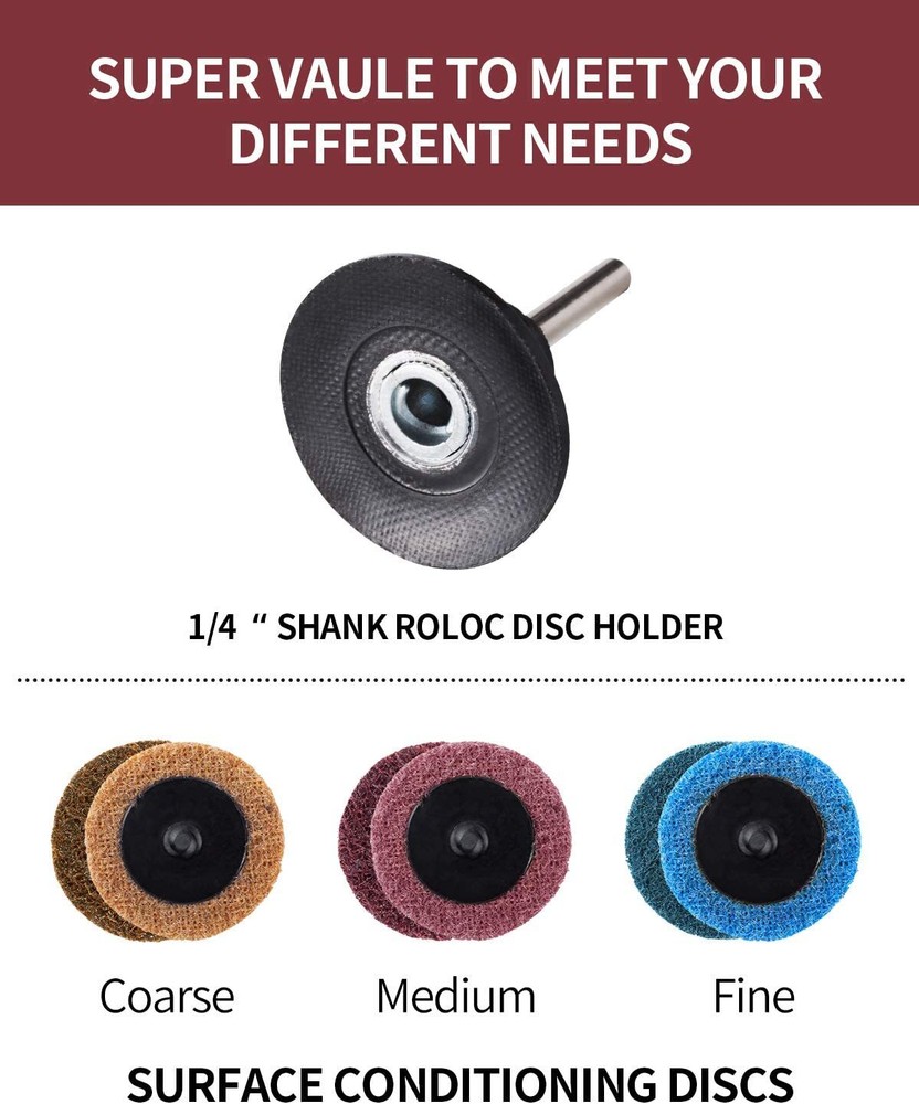 31PC 2in Roll Lock Surface Conditioning Die Grinder Sanding Disc Set with Holder