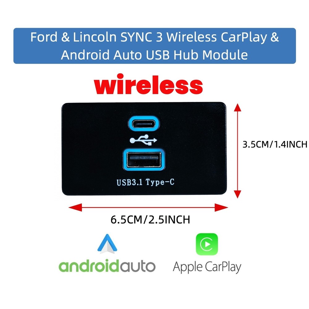 For SYNC 3 Ford Multimedia Module Interface Hub 19A387 Upgraded Version Ice blue