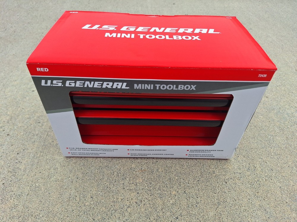 US General Mini Toolbox, Red, harbor freight tool box,