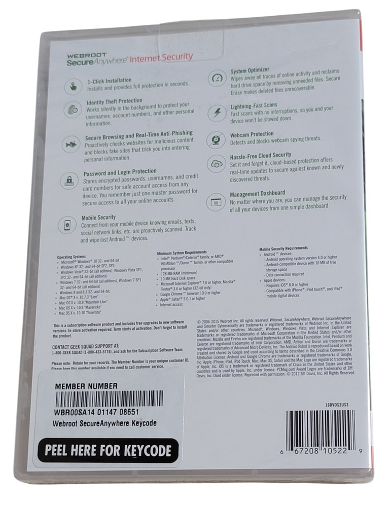 Webroot Secure Anywhere Internet Security & Antivirus Windows Mac Android NEW