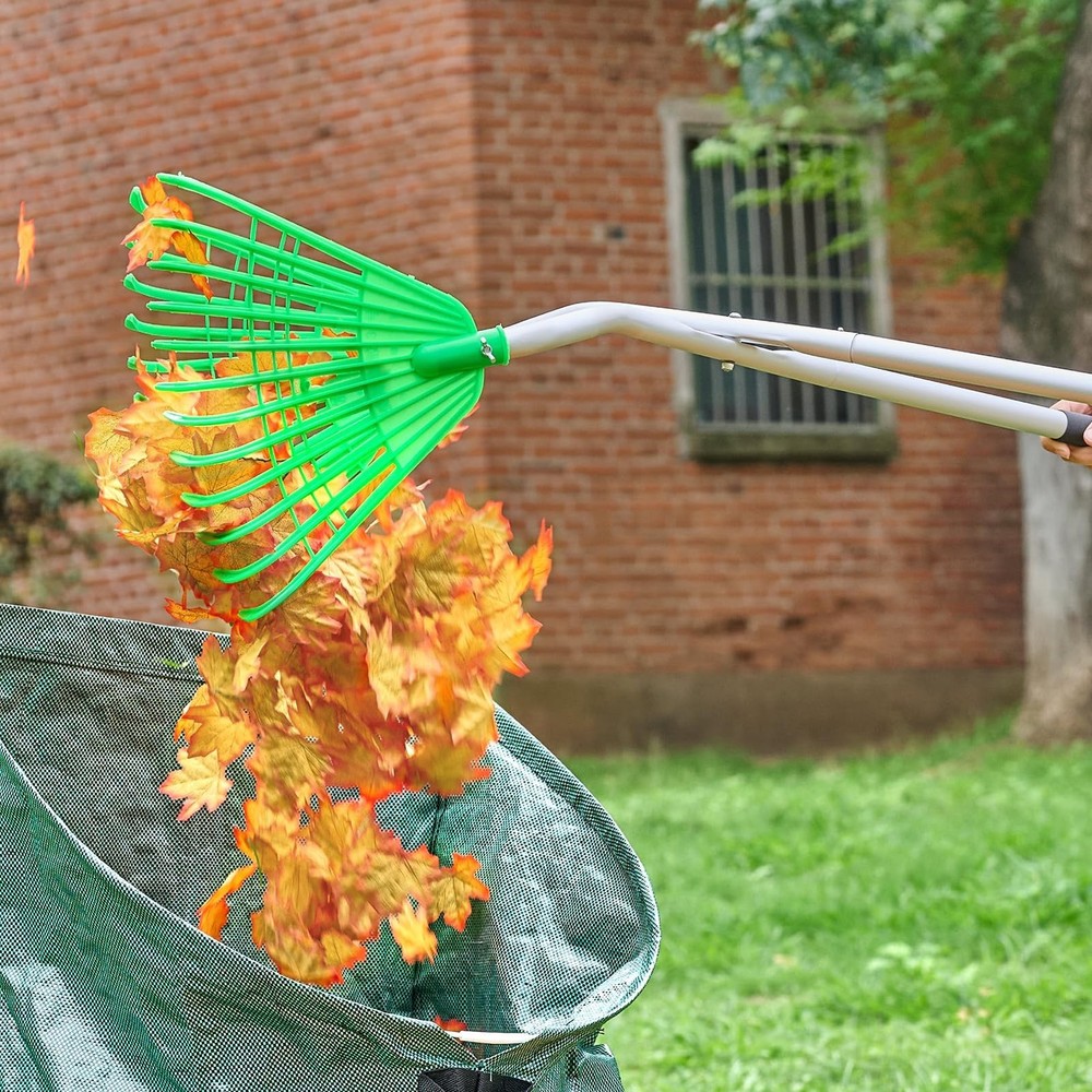 Leaf Grabber Rake,Leaves Collector Tool with Long Handle,Efficient Leaf Picke...