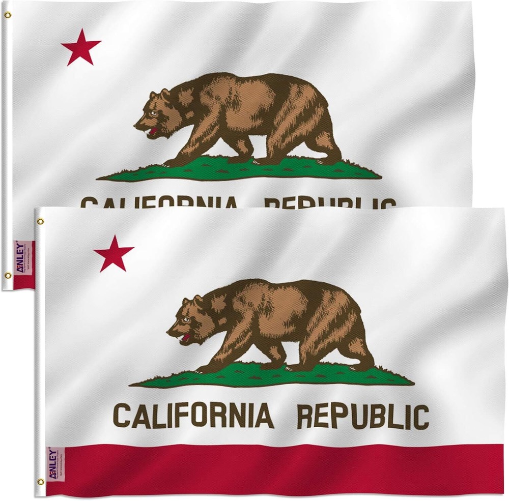 Anley 2 Pcs Fly Breeze 3x5 Foot California State Flag - CA Flags Polyester