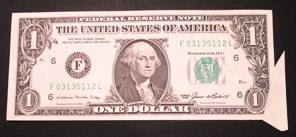 1985 $1 Dollar ERROR    Foldover Cutting Error    Nice!!!    LQQK!!!