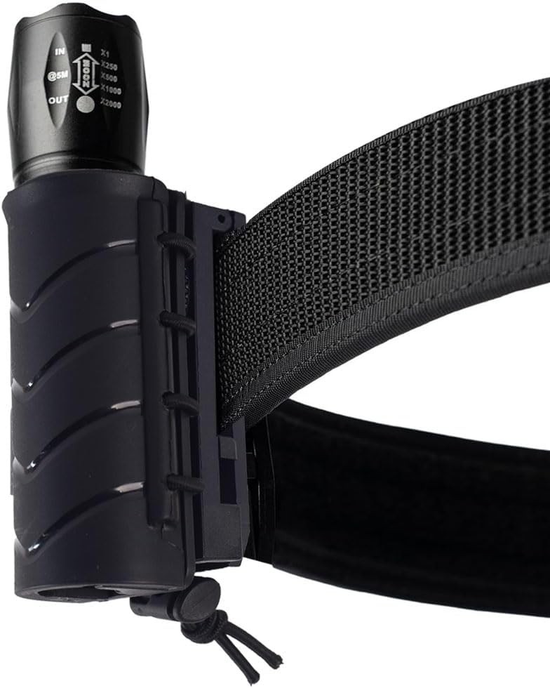 Flashlight Holder for Duty Belt Tactical MOLLE Torch Holster Rotatable Black
