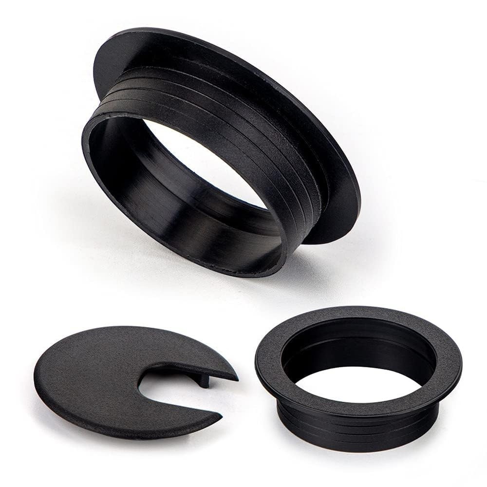 10 Pack Round Plastic Desk Grommets, Black Wire Organizer Caps, PC Computer P...