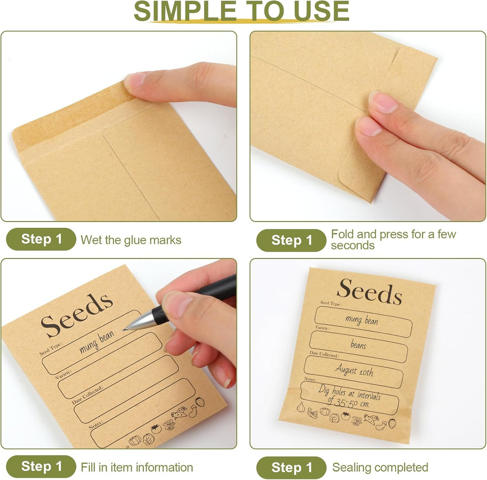 156 PCS Seed Envelopes 3.15”x 4.72”, Seed Packets Envelopes Kraft Seeds Saving E