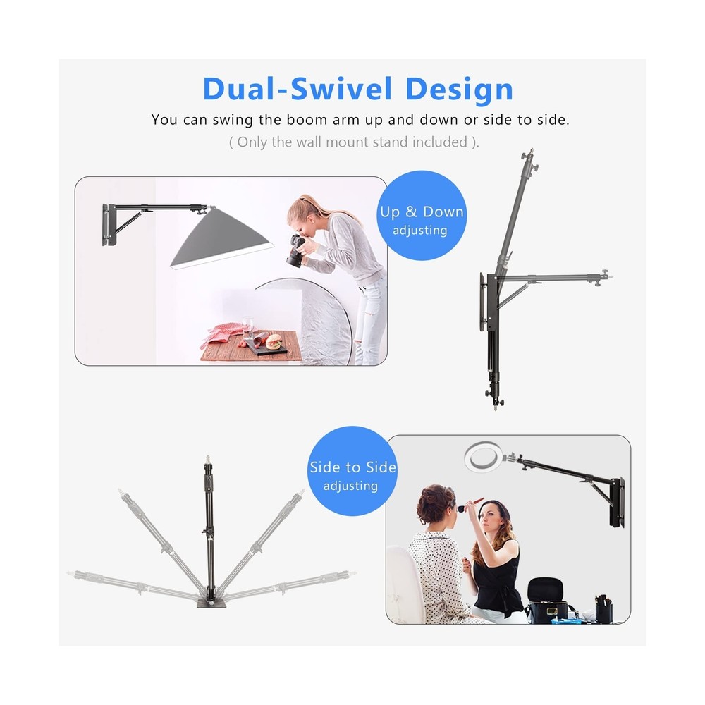 Ring Light Wall Mount with Triangle Base, 51inch/130cm Length Adjustable Supp...