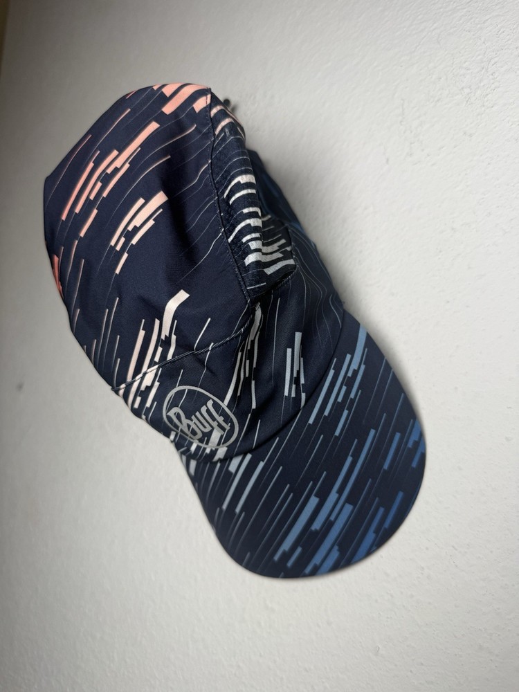 Buff Pro Run Cap Blue Multi UPF 50+ Reflective One Size Adjustable Buff Hat