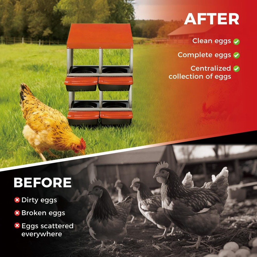 Chicken Nesting Boxes for Chicken Coop, 4 Compartments Chicken Laying Boxes