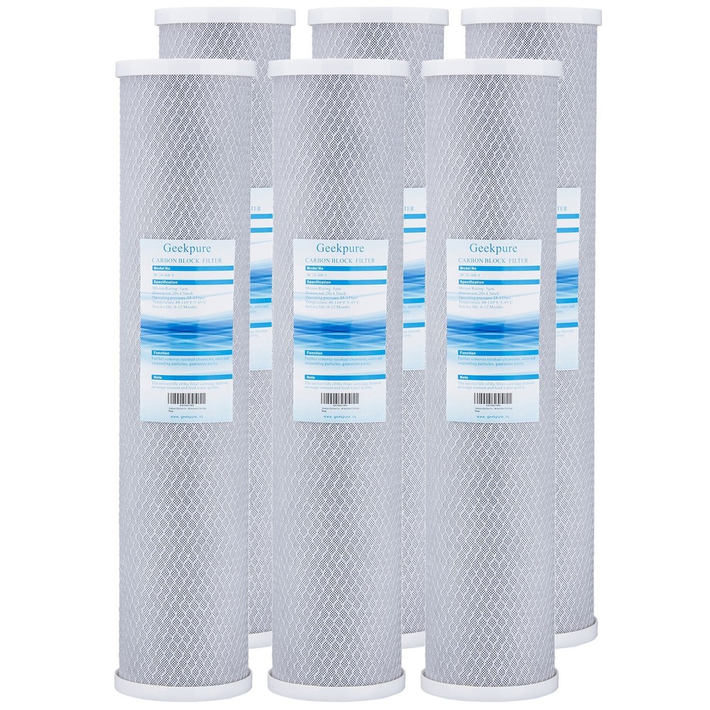 Geekpure Carbon Block Whole House Replacemen Water Filter 20" x 4.5"-5Mic Pack 6