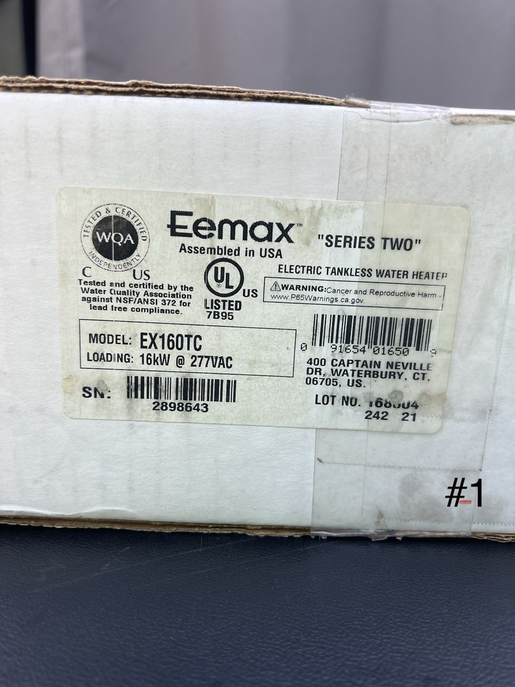 Eemax Ex160tc Electric Tankless Water Heater 277VAC Commercial General Purpose