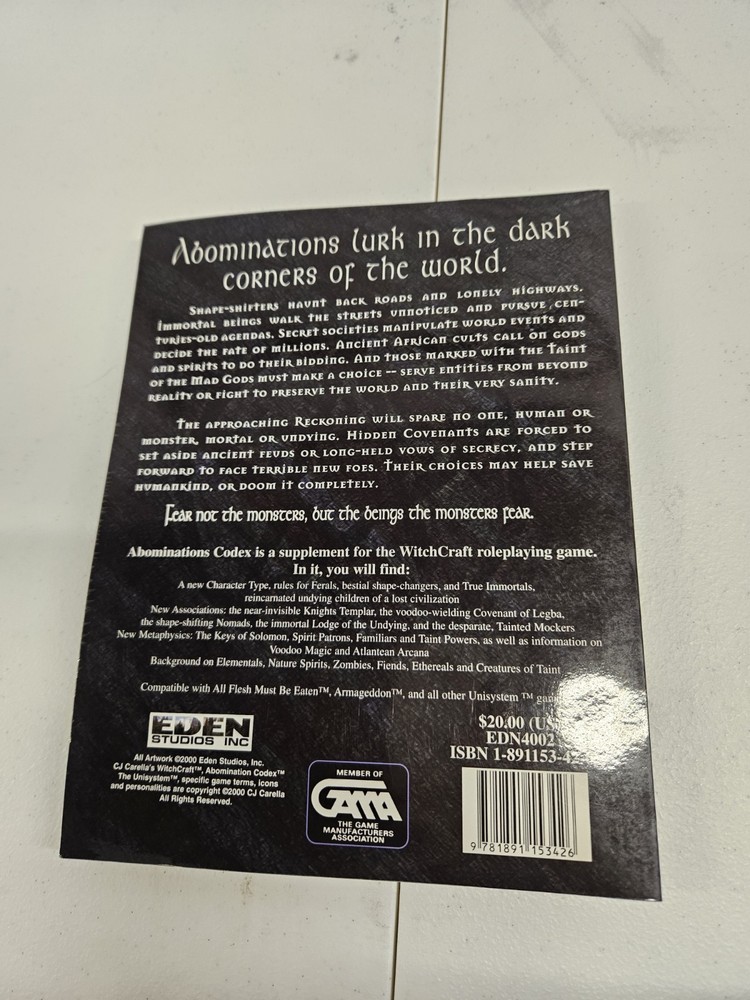 Abomination Codex (Witchcraft) CJ Carella, RPG Roleplaying