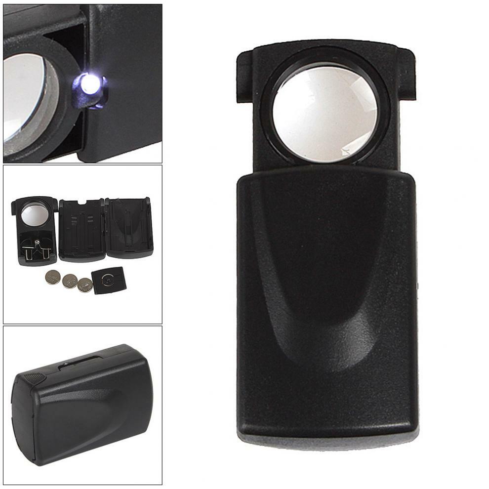 30X Handheld Pull-type Jewelry Magnifier with LED Light Optical Glass Lens