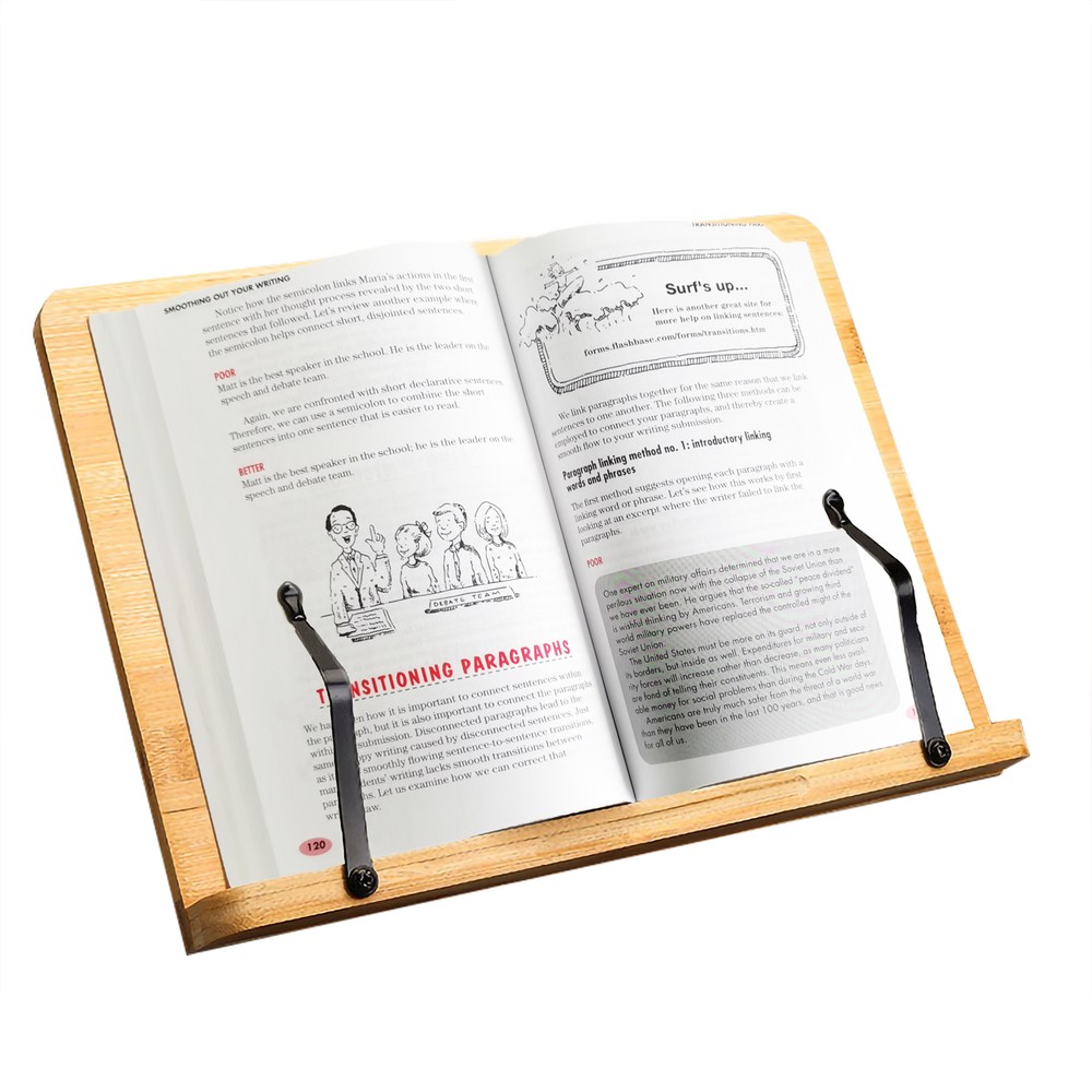 Book Stand Large Cookbook Holder Reading Easel Adjustable Height, Foldable