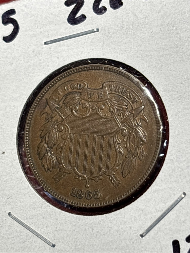 1865 Two Cent Piece Nice No Problem Copper Free Ship