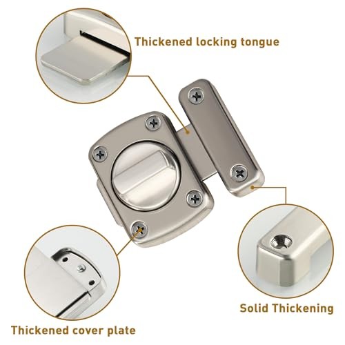 Gate Latch Slide Bolt Latches Lock,Safety Double Sided Medium Size Brushed