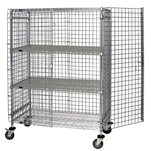 Quantum M2136-69SEC-2 Chrome Mobile Security Cart with 4 Shelves, 21" x 36" x...
