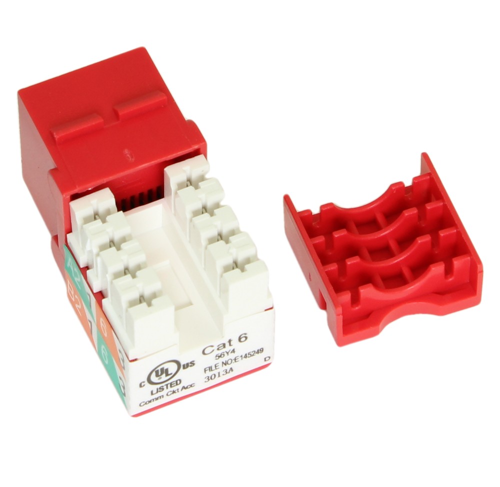 Keystone Jack Insert/Punch-down - Cat 6 RJ45 Networking Red