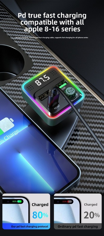 Dual USB Car Charger Fast Charging Bluetooth for iPhone Android Quick Charging