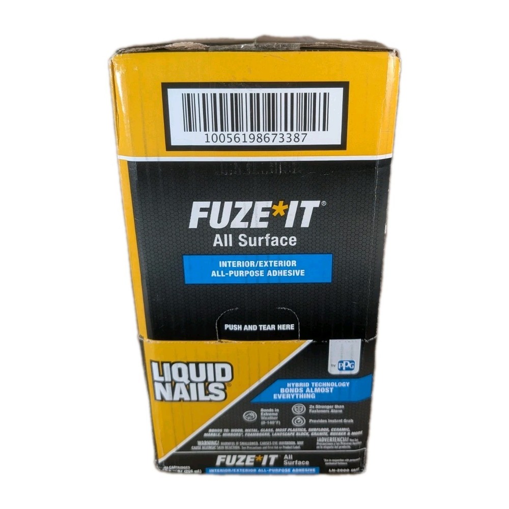 12 Pack Fuze-it All-surface Construction Adhesive Liquid Nail LN-200 9 Oz.