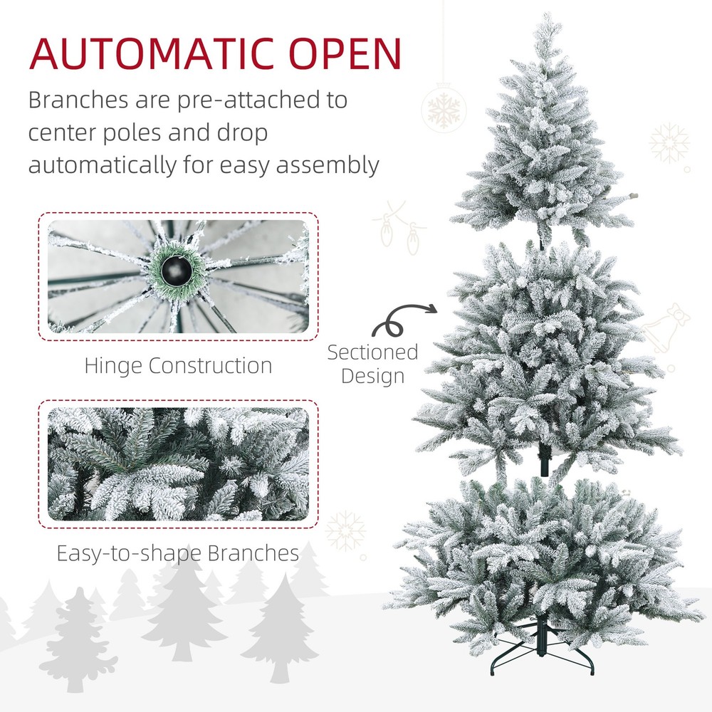 6 Foot Snow Flocked Artificial Christmas Tree, Easy Assembly