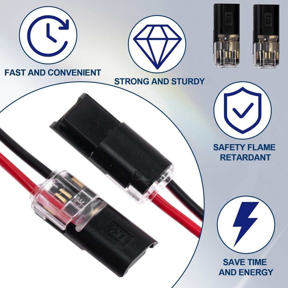 60pcs Quick Clip Fasteners Wire Connector, Plugin Cable Quick Connectors with...