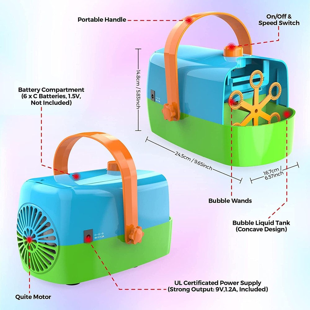 Bubble Machine, Automatic Bubble Blower with Concave Tank, Durable Bubble Maker