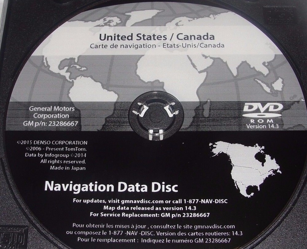 2007-2012 GMC Acadia Navigation DVD Map Update Final Version 23286667 14.3