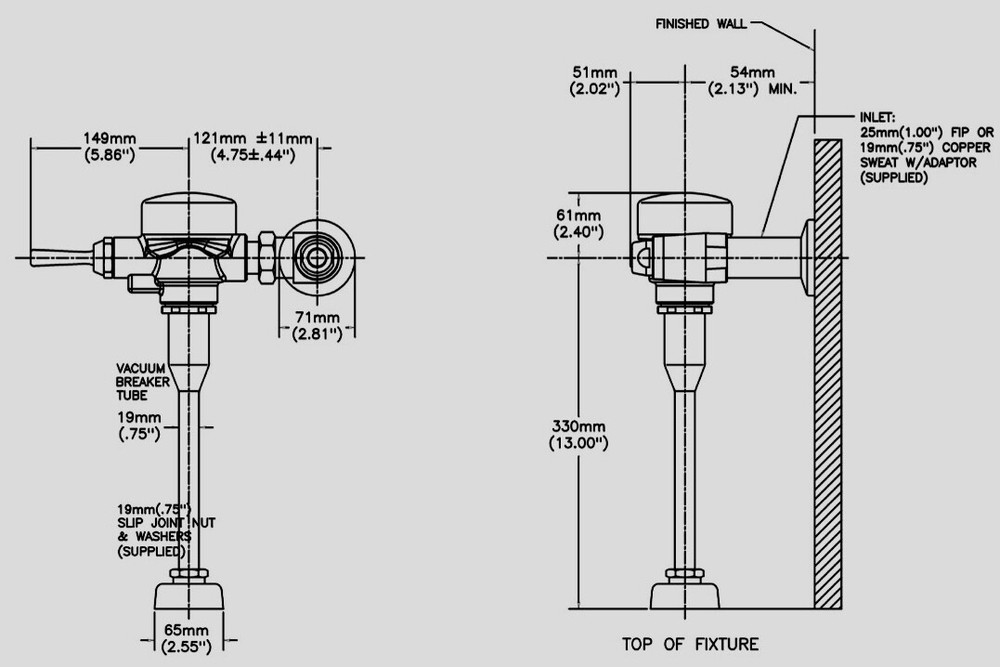 Delta 81T231 Urinal Flush Valve Exposed Manual Chrome