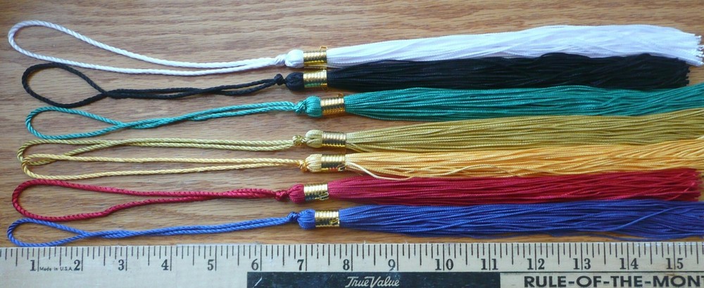 GRADUATION SCHOOL CAP HAT TASSEL 54 COLORS SOLID/2-TONE, RED WHITE BLUE, RAINBOW