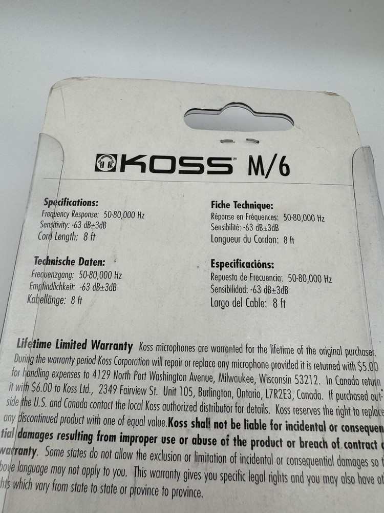 Vintage Koss M/6 Computer Lapel Microphone Compact 8 ft Cord Clip On