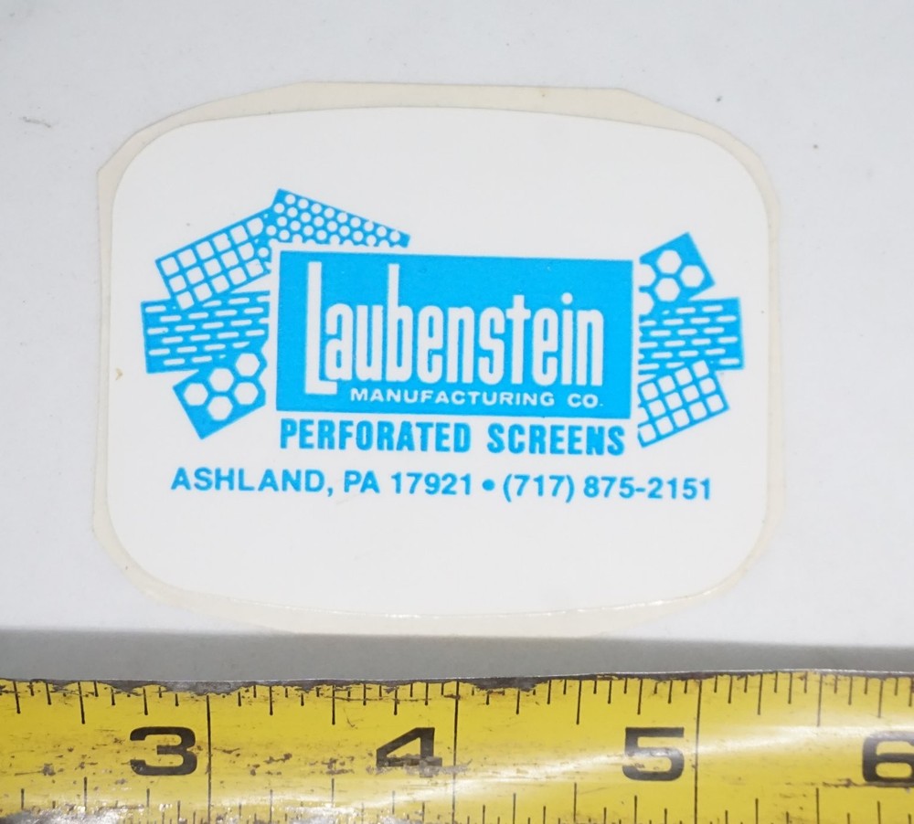 Laubenstein Manufacturing Co. Decal Sticker Perforated Screens Mining