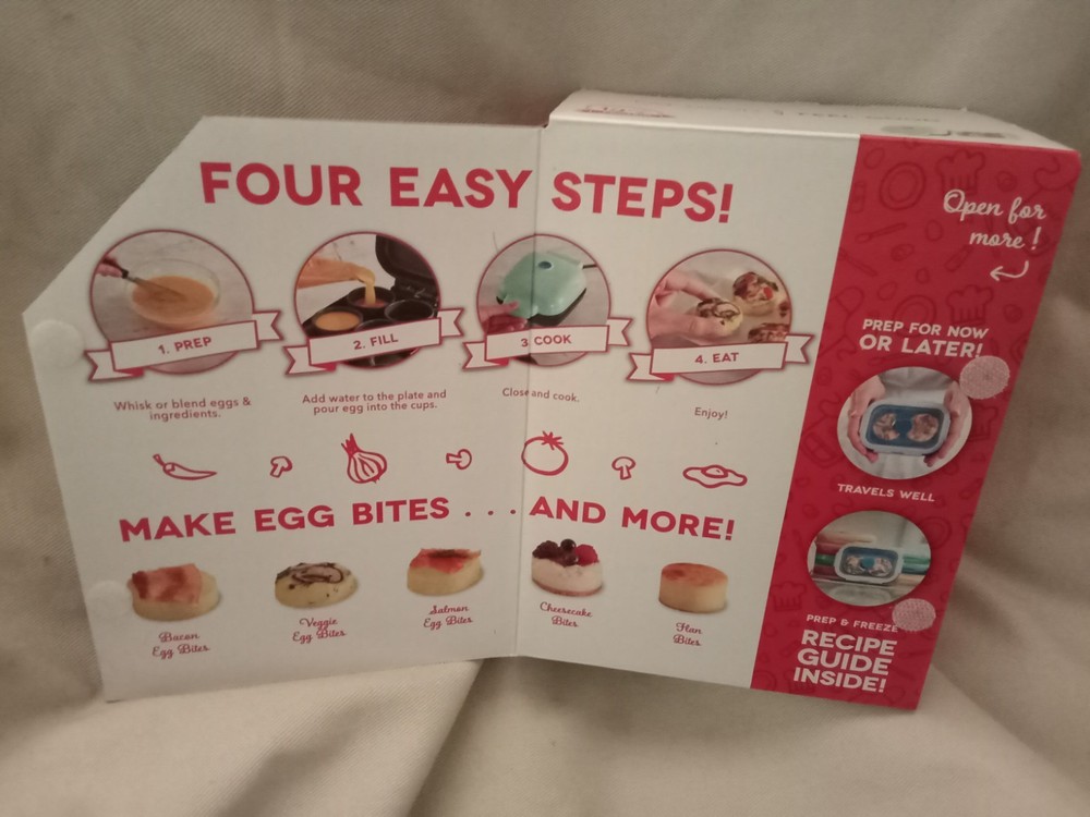 Dash Egg Bite Maker 4 Egg Bites with Recipe Guide - Aqua - Gently Used