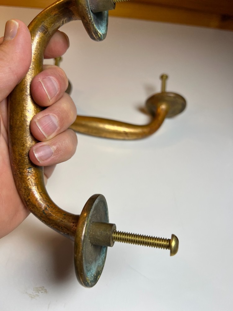 Large Heavy Duty Antique Brass Bronze Dummy Door Pull Pulls Handle Handles Set