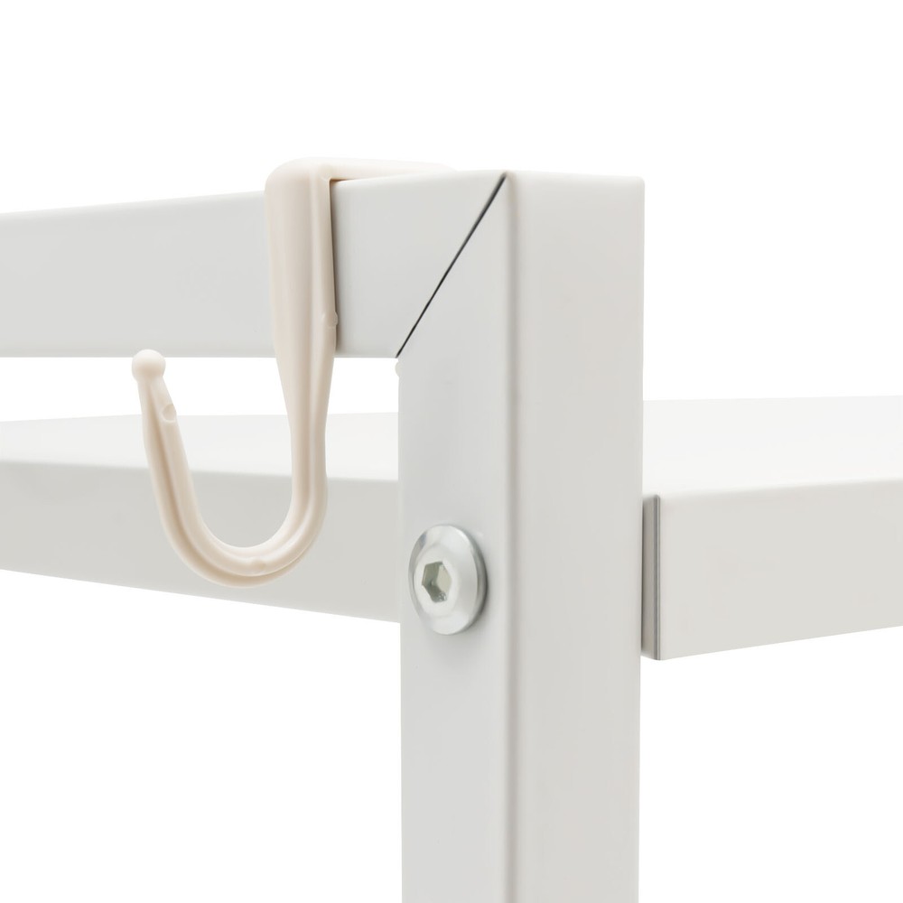 Extendable Microwave Oven Rack, 2-Tiers Adjustable Microwave Stand White Shelf