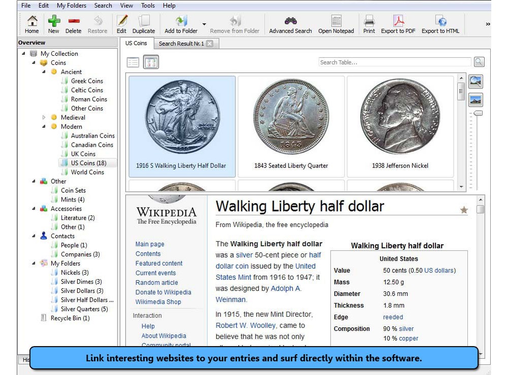 Stecotec Coin Collector Pro - Management Software for Coins / Numismatic Program