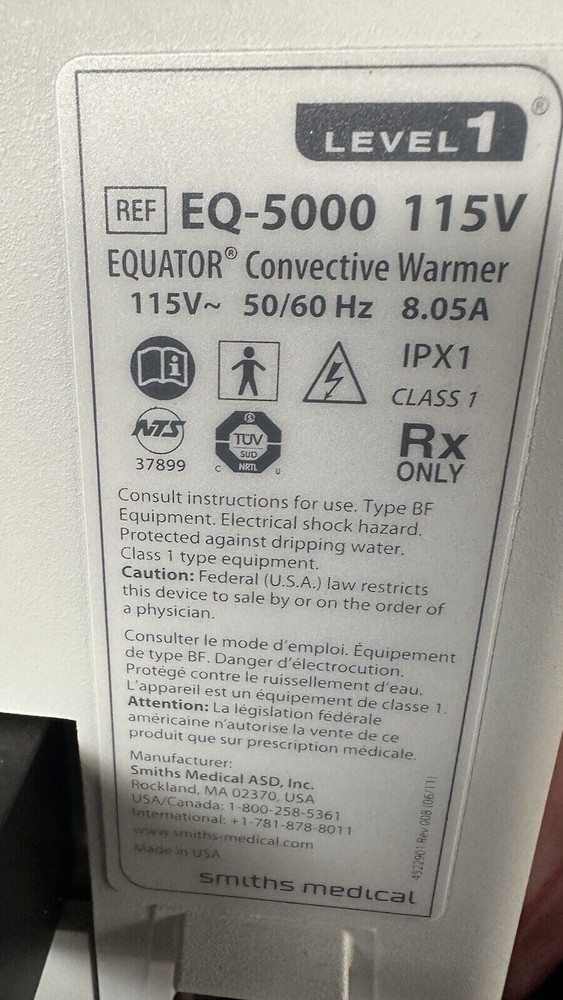 SMITHS MEDICAL LEVEL 1 EQ-5000 EQUATOR CONVECTIVE WARMING UNIT