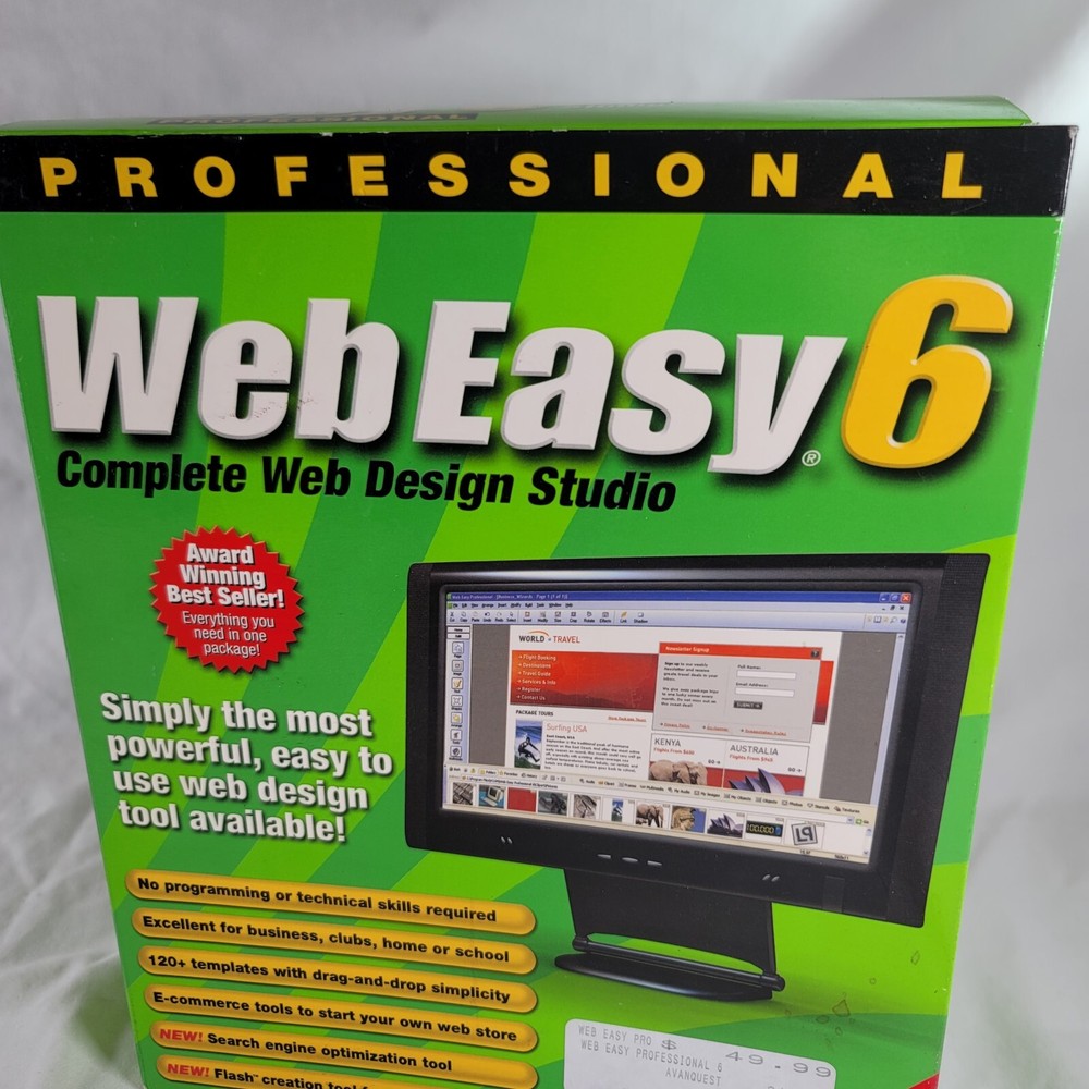 Professional Web Easy 6 New In Box Vcom Windows 98, ME, 2000, XP