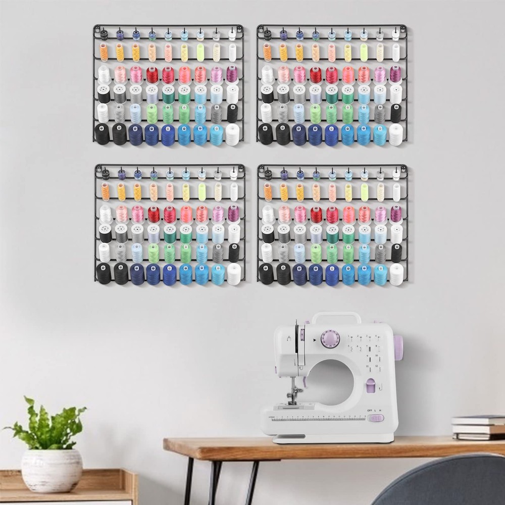 Thread Holder Wall 54 Spools Sewing Thread Rack Wall Mount Embroidery Spool O...
